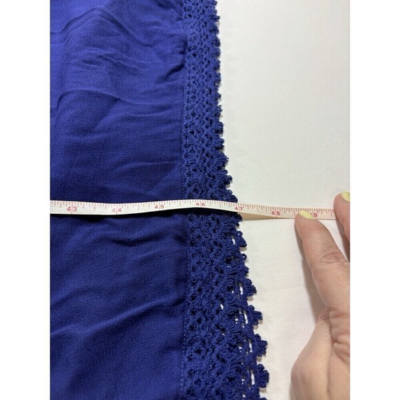 Poupette St Barth Maxi Dress Navy Blue XS Fringe Puka Shell Accents - Picture 8 of 16